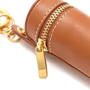 Cockatoo Nappa Leaeher Zipper Lipstick Case with Keychain Chapstick Holder Keyring (CHARTEUSE) - xian*3