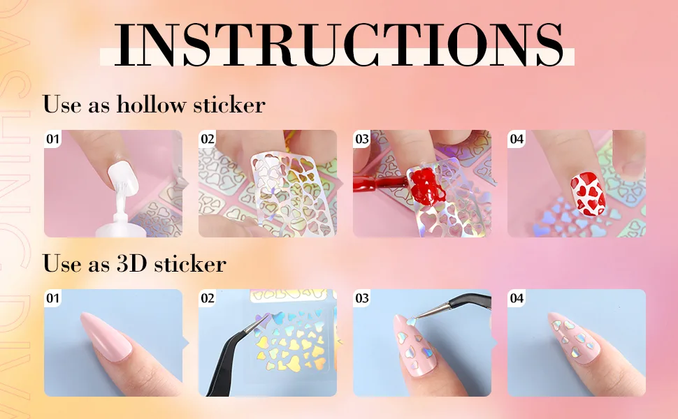 288 Pieces Nail Vinyl Stencils Nail Decoration Stickers Set Nail Stickers Tips Decals 24 Sheets - product information 3