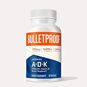 Bulletproof Triple Threat Strength Bundle Vitamins A-D-K 30 Softgels Zinc with Copper 60 Capsules Methyl B-12 Spearmint Flavor 60 Lozenges - Detox, master antioxidant, Glutathione Force, immune system, detoxification, liposomal delivery