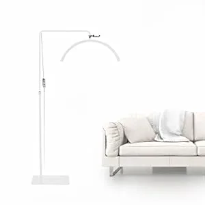 toyshi Eyelash LED Floor Light Half Moon Lamp for Lash Extension Lighting for Beauty Skincare Lashes Eyebrows Filming Content Creation (White) - half moon lamp