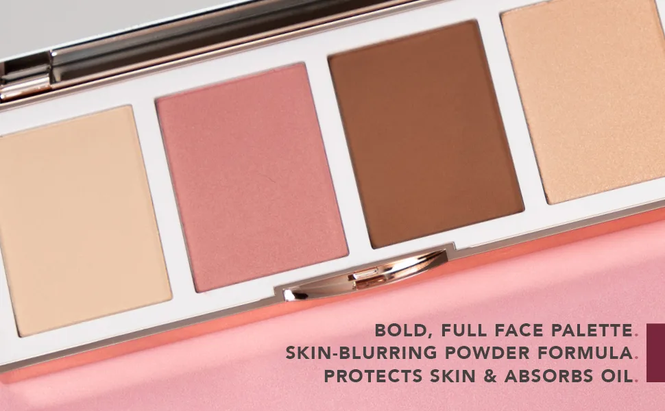 Doll 10 Refocus AfterGlow Palette - Highlighter Bronzer & Blush Contour Pressed Powder Set - Bold, Full Face Palette / Skin-Blurring Powder / Protects Skin & Absorbs Oil