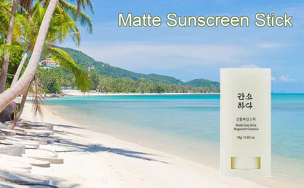 Matte Sun Stick Sunscreen Stick Moisturizing Sunscreen Mugwort + Camelia Relief Sun Sunscreen SPF50 Sun Cream Effectively Protect for All Skin Types 3PCS - Matte Sun Stick