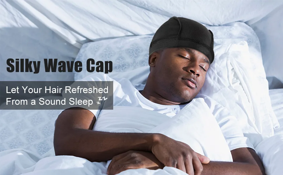 3PCS Silky Wave Caps for Men Waves Good Compression Caps Over Durags for Wavers Blakc-black-black - silky wave cap