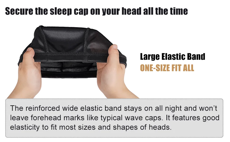 3PCS Silky Wave Caps for Men Waves Good Compression Caps Over Durags for Wavers Blakc-black-black - sleep cap