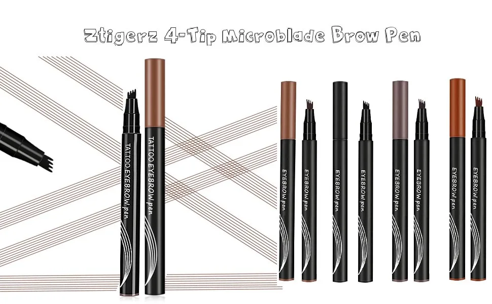 LSNTUU Anjoize Eyebrow Pen Ztigerz 4-Tip Microblade Brow Pen 4 Tip Microblade Brow Pen Waterproof Microblade Eyebrow Pencil (Coffee Brown) - Anjoize Eyebrow Pen, Ztigerz 4-Tip Microblade Brow Pen, 4 Tip Microblade Brow Pen Waterproof
