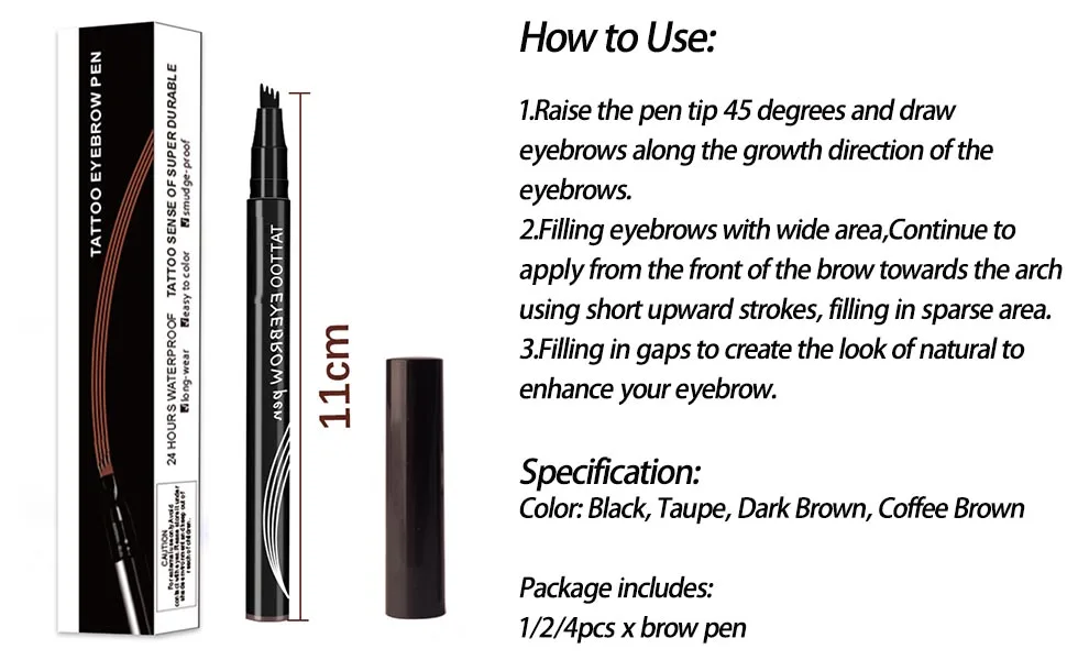 LSNTUU Anjoize Eyebrow Pen Ztigerz 4-Tip Microblade Brow Pen 4 Tip Microblade Brow Pen Waterproof Microblade Eyebrow Pencil (Coffee Brown) - Ztigerz 4-Tip Microblade Brow Pen, 4 Tip Microblade Brow Pen Waterproof, Microblade Eyebrow Pencil