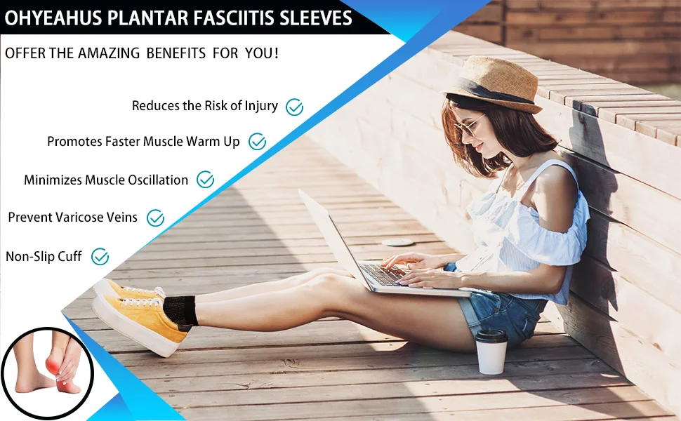 Ohyeahus Compression Foot Sleeves (3 Pairs) - Plantar Fasciitis Ankle Support Socks S/M (Us Women 6 - 9 / Men 5 - 8) 3 Pairs - product information 2