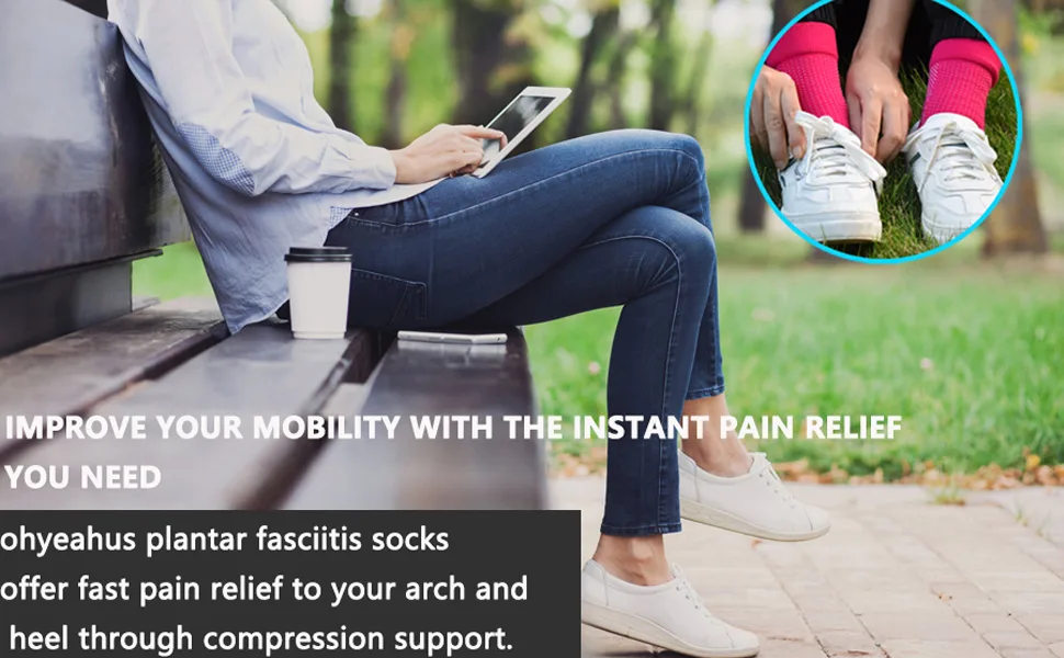 Ohyeahus Compression Foot Sleeves (3 Pairs) - Plantar Fasciitis Ankle Support Socks S/M (Us Women 6 - 9 / Men 5 - 8) 3 Pairs - product information 5
