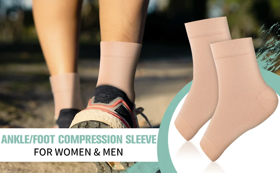 2 Pack Ankle Brace Compression Support Sleeve - 8-15mmHg Best Open Toe Compression Socks for Plantar Fasciitis Arch Support Foot & Ankle Swelling 01 Nude 2 Pairs Large-X-Large - ankle brace