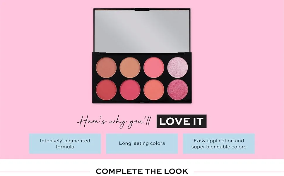 Makeup Revolution Ultra Blush Makeup Palette Bronzer & Highlighter Includes 8 Shades Gluten free Vegan & Cruelty Free Sugar & Spice 13g - Ultra Blush Palette Sugar & Spice