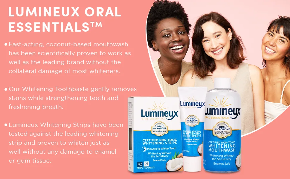 Lumineux Oral Essentials Teeth Whitening Toothpaste Mouthwash and Whitening Strip Bundle - Lumineux Oral Essentials Teeth Whitening Toothpaste, Mouthwash and Whitening Strip Bundle