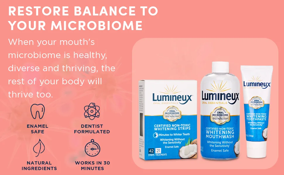 Lumineux Oral Essentials Teeth Whitening Toothpaste Mouthwash and Whitening Strip Bundle - Lumineux Oral Essentials Teeth Whitening Toothpaste, Mouthwash and Whitening Strip Bundle
