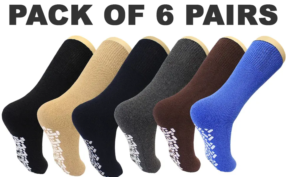 Diabetic Non Skid Slipper Socks/w Grippers for 6 Pair (Pack of 1) Multi Color - product information 2