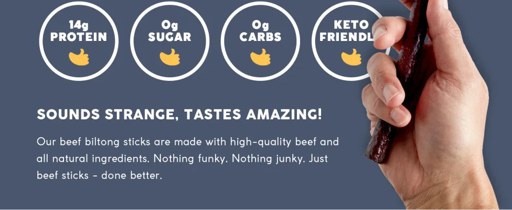 Stryve Foods Biltong Beef Stick  - stryve biltong beef jerky snack sugar low carb keto protein paleo meat sticks whole30 variety