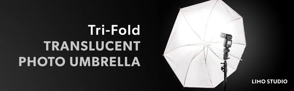 LimoStudio 2 Pack 33" 3-Fold Ultra Compact Professional Photography Photo Video Studio Lighting Flash Translucent White Soft Umbrella for Photo Portrait Studio Shooting AGG3099 2PACK - trifold umbrella