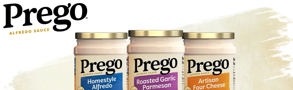 Prego Alfredo Sauce with Roasted Garlic and Parmesan Cheese 14.5 Oz Jar (Case of 6) - prego