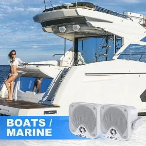 GUZARE Marine Stereo Speaker Package Bluetooth MP3/USB AM/FM Waterproof Radio Bundle for Boat SPA ATV UTV - Perfect for Boats ATV UTV