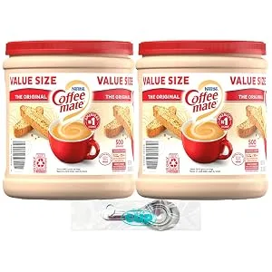 Coffee mate Original Powder Creamer 35.3 oz Canister (Pack of 2) with By The Cup Stainless Steel Measuring Spoons - product square