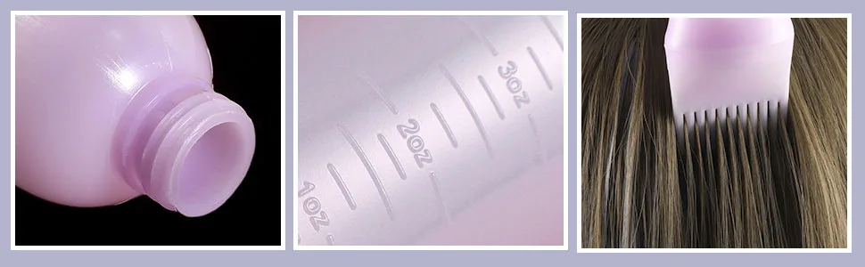 Root Comb Applicator Bottle 6 Ounce Hair Oil Applicator 2 Pack Applicator Bottle for Hair Dye Bottle Applicator Brush with Graduated Scale Purple - D3753K-11-N