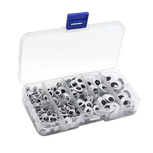 450Pcs Black Wiggle Googly Eyes with Self-Adhesive 6mm 8mm 10 mm 12mm 15mm Mixed Packaging 3 Years and up Black Mix a - product information 3
