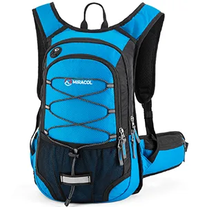 MIRACOL Hydration Backpack with 2L Water Bladder Insulated Water Backpack Perfect Pack for Running Hiking Cycling Camping Charcoal Grey - MIRACOL HYDRATION BACKPACK