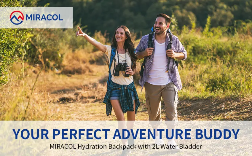 MIRACOL Hydration Backpack with 2L Water Bladder Insulated Water Backpack Perfect Pack for Running Hiking Cycling Camping Charcoal Grey - YOUR PERFECT ADVENTURE BUDDY