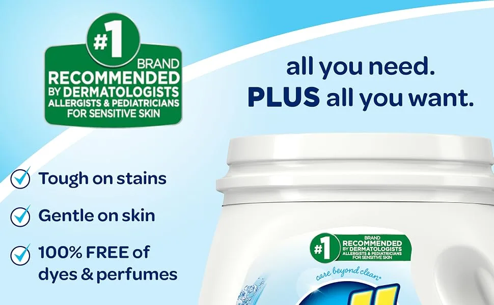 All Mighty Pacs Laundry Detergent Free Clear for Sensitive Skin Tub 60 Count - all free clear laundry detergent pods