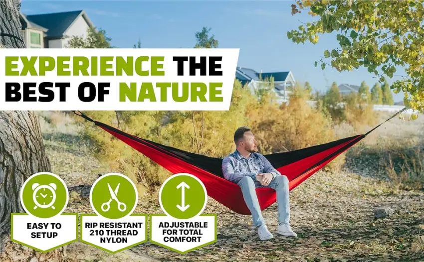 MalloMe Hammock - Camping Hammocks - Portable Hammock Kids Hammock Outdoor Hammock - Hamaca Double Hammock - 2 Person Hammock Tree Hammock - Hamock Travel Hammock - Backpacking Hammocks for Outside Black & Blue Medium - hammock