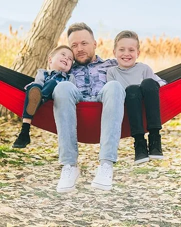 MalloMe Hammock - Camping Hammocks - Portable Hammock Kids Hammock Outdoor Hammock - Hamaca Double Hammock - 2 Person Hammock Tree Hammock - Hamock Travel Hammock - Backpacking Hammocks for Outside Black & Blue Medium - hammock