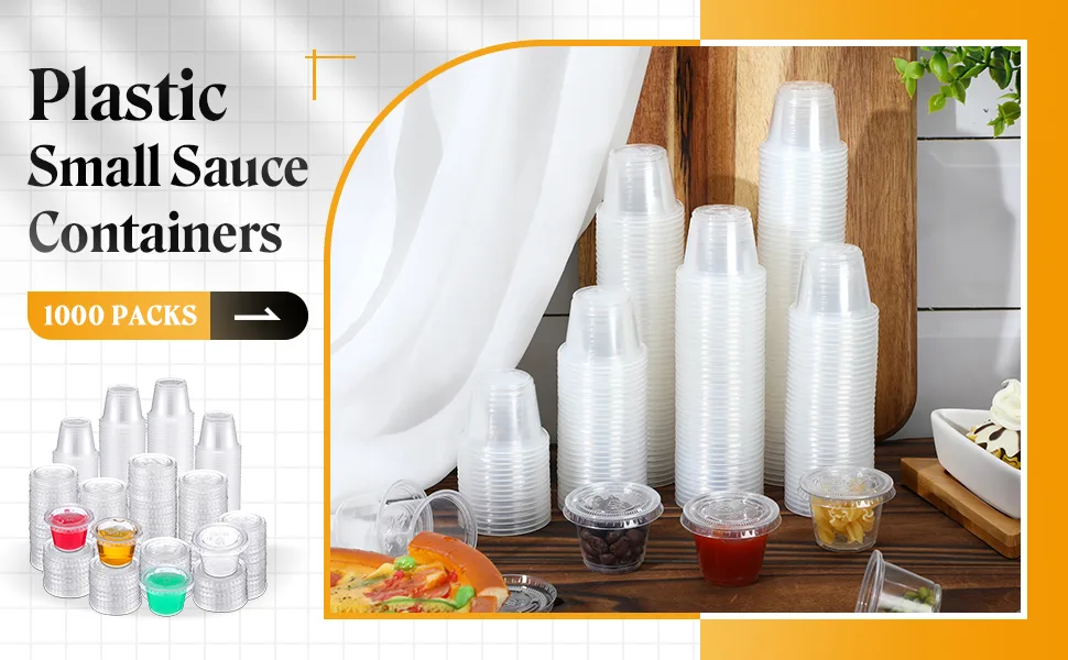 1000 Pack Jelly Shot Cups with Lids Plastic Small Containers Portion Cups Disposable Souffle Cups Sauce Cups Salad Dressing Container Plastic Food Cups Condiment Cups(1oz) - product information 1