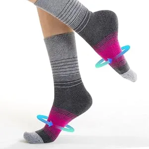 FITRELL 4 Pack Women's Merino Wool Hiking Socks Wicking Cushioned Warm Thermal Walking Boot Crew Socks Black*4 Small - Arch Support