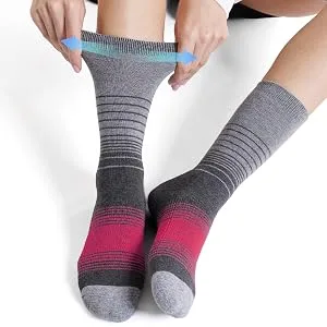 FITRELL 4 Pack Women's Merino Wool Hiking Socks Wicking Cushioned Warm Thermal Walking Boot Crew Socks Black*4 Small - Non Slip Cuff
