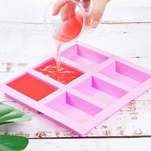 OBSGUMU 3 Pack Silicone Soap Molds 6 Cavities Flowers Soap Mold Rectangle and Different Flower shapes Perfect for Soap Making Handmade Cake Chocolate Biscuit Pudding (Pink) - soap mold