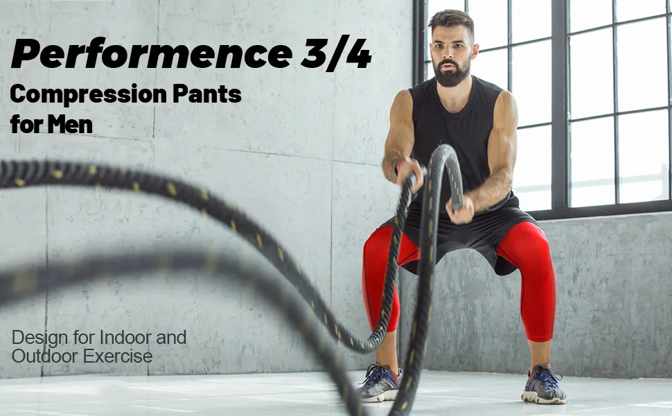 Runhit 3/4 Men's Compression Pants with Pockets Workout Athletic Tights Leggings Athletic Base Layer Underwear 2 Pack 3/4 Pants Pocket :Black & Gray Medium - 3/4 compression pants men