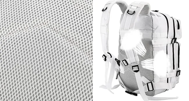 LHI Military Tactical Backpack for Men and Women 45L Army 3 Days Assault Pack Bag Large Rucksack with Molle System White - Comfortable back pannel