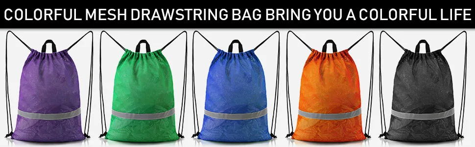 BeeGreen Mesh Drawstring Bag Beach Backpack Lightweight Heavy Duty Sackpack for Sport Blue - Mesh Drawstring Backpack