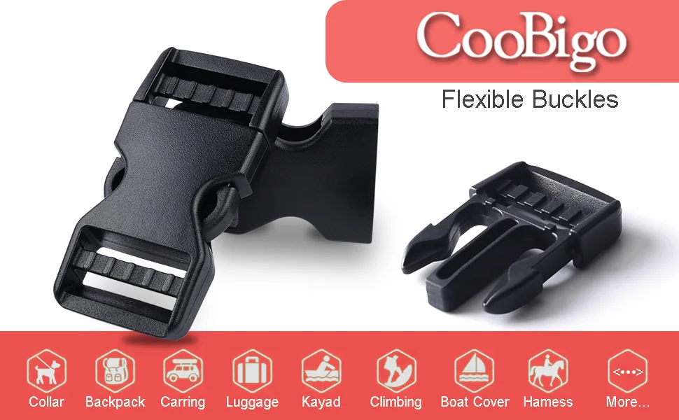 6 Pack 1" Buckle Quick Side Release Buckles Dual Adjustable No Sewing Clips Snaps Heavy Duty Plastic Replacement for Nylon Webbing Straps Backpack Fanny Pack Belt Dog Collars - product information 1