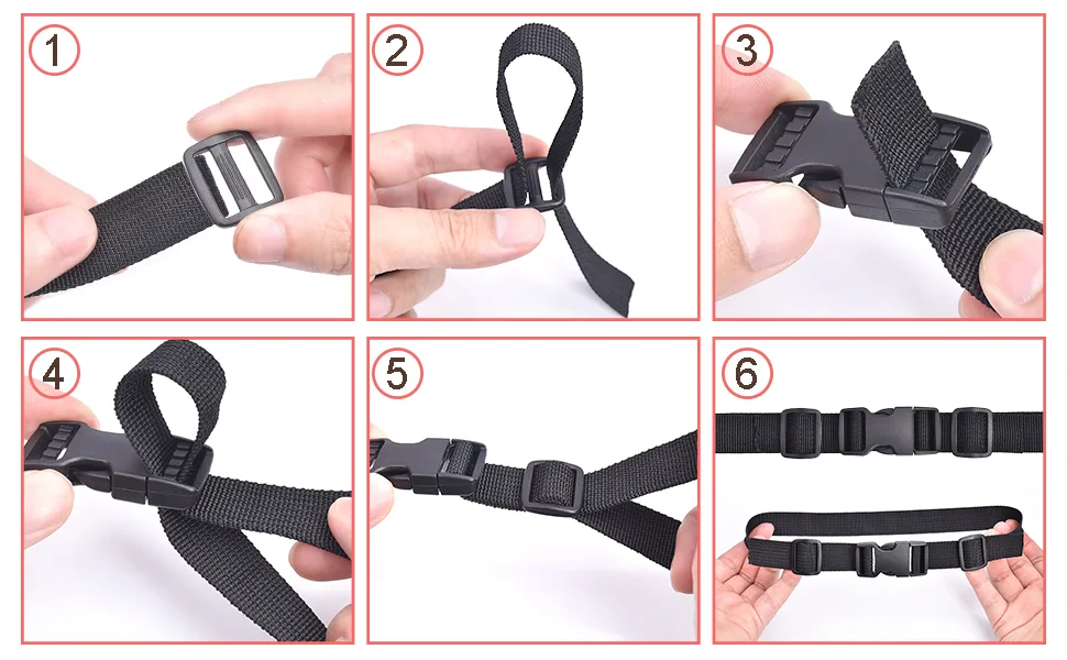 6 Pack 1" Buckle Quick Side Release Buckles Dual Adjustable No Sewing Clips Snaps Heavy Duty Plastic Replacement for Nylon Webbing Straps Backpack Fanny Pack Belt Dog Collars - product information 3
