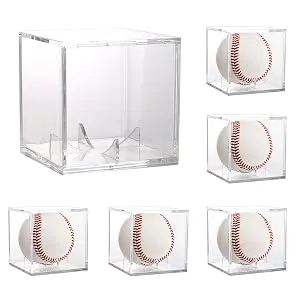 Tebery 6 Pack Acrylic Cube Baseball Holder UV Protected Baseball Display Case Box Clear Square Memorabilia Display Storage Sports Autograph Display Case Fits Official Size Ball - Baseball Display Case