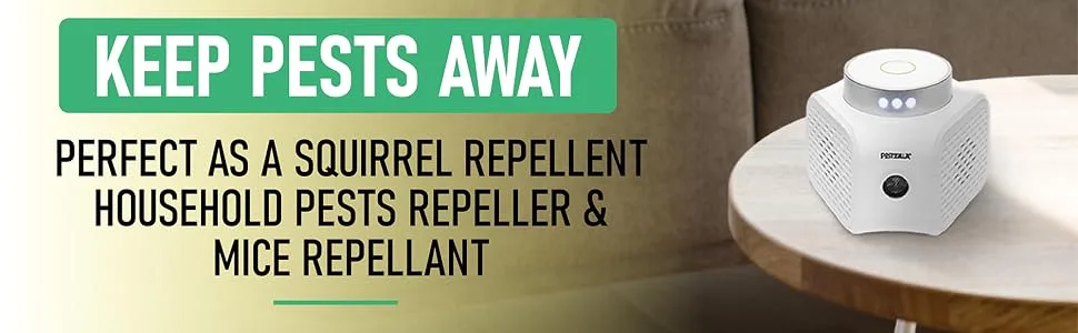 Pestzilla Ultrasonic Pest Repeller Humane Mouse Repellent & Rat Deterrent - Ultrasound Impluse and LED Strobe Lights Perfect for Squirrel Repellent Household Pests Repeller & Mice Repellant 2 Pack White - boric acid diatomaceous earth kitchen squirrel ultrasonic pest air freshener plug in wasp