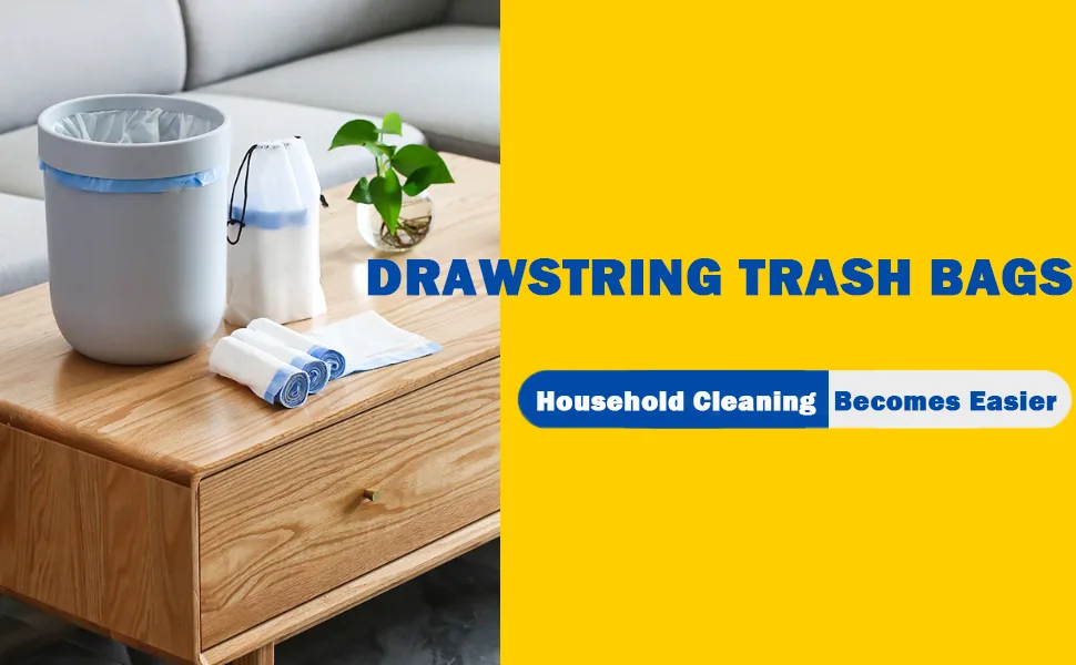 Charmount 4 Gallon Trash Bags - Drawstring small trash Bags for Bathroom Kitchen Bedroom Office 60 Count (Upgraded - Easy to Separate) 60 Count (Pack of 1) - drawstring 4 gallon trash bags 4 gallon small trash bags 4 gal small garbage bags