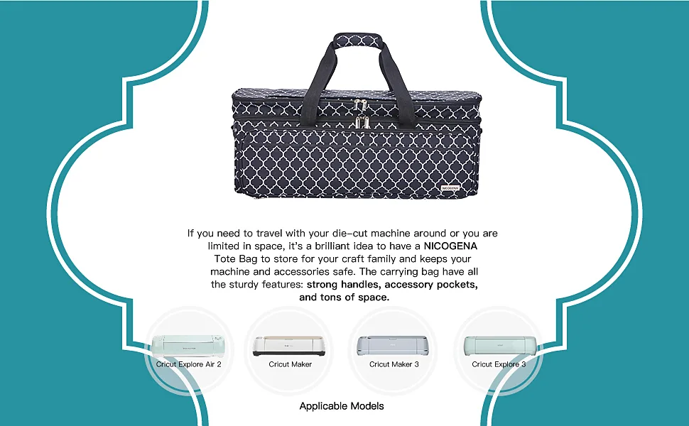 NICOGENA Double Layer Carrying Case with Mat Pocket for Cricut Explore Air 2 Cricut Maker Multi Large Front Pockets for Tools Accessories and Supplies Grey III-Grey (Double Layer with Mat) - carry case
