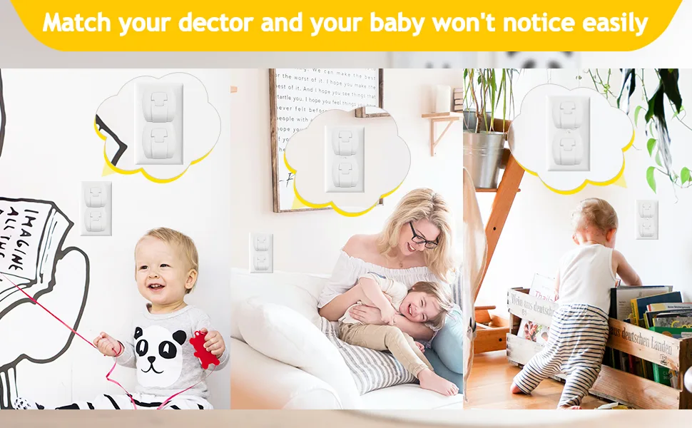 Outlet Covers Baby Proofing(32 Pack)with Hidden Pull Handle Child Safety Socket Cover Electric Power Plug Covers Protector Caps - Baby Safety Electrical Plug Covers