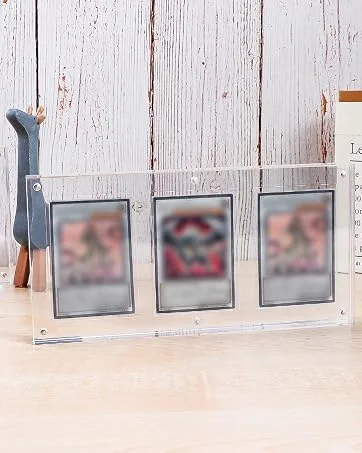 Auveach 1 Pack 35PT Acrylic TCG Triple Cards Frames One-Touch-Open Magnetic Card Display Clear Card Stands Transparent Card Stands (Triple 1 Pack 20mm) - card frame