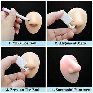 2 Pack Self Nose Piercing Gun Self Nose Piercing Gun Kit Safety Nose Piercing Gun Kit Tool with Nose stud (White) - Self Nose Piercing Gun Kit