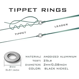 M MAXIMUMCATCH Maxcatch Tippet Rings 100 PCS Fly Fishing Trout Leader and Tippet Line Connectors 2mm 2mm 25lb 100/Pack - fishing tippet rings