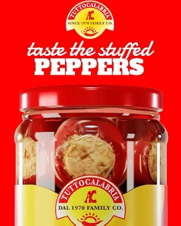 Crushed Calabrian Chili Pepper Paste/Spread Trial Size Monodose Single Use To Go Packets 0.35 fl oz TuttoCalabria - Stuffed Peppers