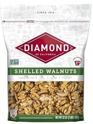 Diamond of California Shelled Walnuts 16 oz (Pack of 6) 6 Count (Pack of 1) - 32 oz.