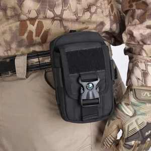WYNEX Tactical Compass Phone Pouch Large Molle Smartphone Holster Case Double Capacity Small Utility EDC Pouch with Compass Buckle and Carabiner Black - phone pouch