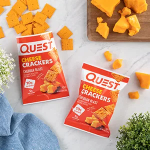 Quest Nutrition Cheese Crackers Cheddar Blast High Protein Low Carb Made with Real Cheese 12 Count (1.06 oz bags) - Crunchy, tangy flavor, salty and cheesy